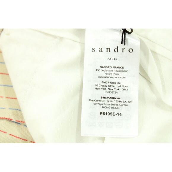 Sandro Paris Cropped Pants Multicolored Polka Dot Women Beige Carrot Pants - Picture 5 of 7